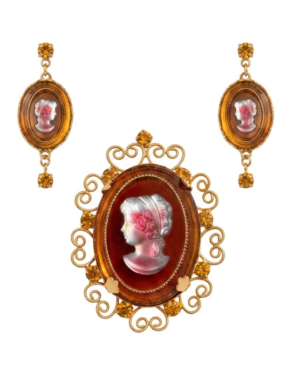 JULIANA (DeLizza & Elster) / Celebrity NY Vintage Cameo Jewelry Set